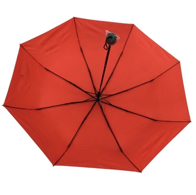 Manuel Açık Üst Baskı Kırmızı Şemsiye 3 Katlı