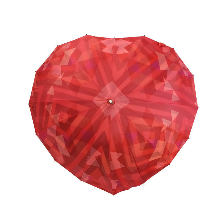 Yaratıcı çift katmanlı özel kalp düğün şemsiyesi Custom Size Heart Shape Fiberglass Wedding Umbrella for Bride