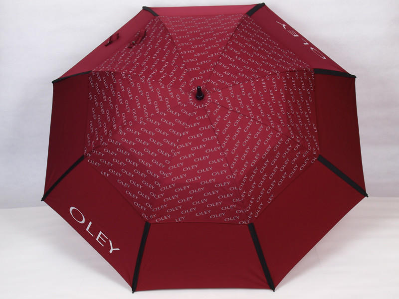 Çift Katmanlı Otomatik Açık Golf Şemsiyesi Siyah Matt Fiberglass direği ve Kauçuk Yakalama ile